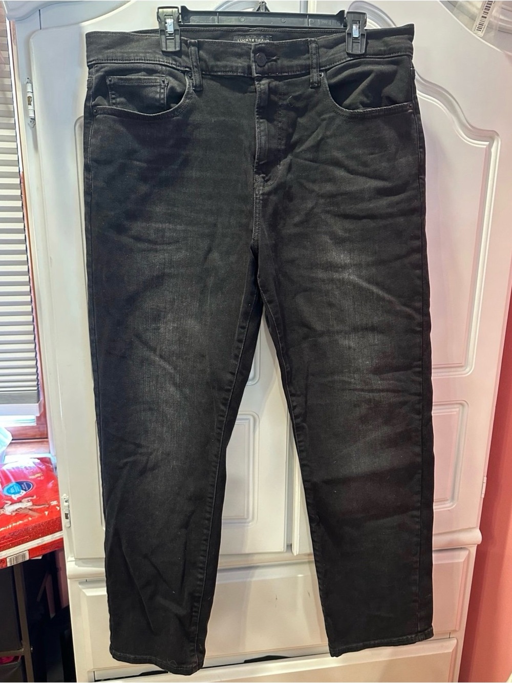 Lucky Brand 221 Straight Black Wash Jeans Men’s W36 L30 Stretch Denim